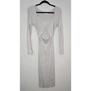 abercrombie & fitch Long Sleeve Ribbed Knit Slim Fit Dress Beige Size ST